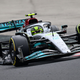 A photo of Lewis Hamilton in his 2022 Mercedes F1 car.